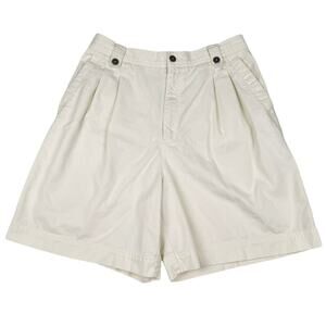 Lizsport Cream High-Rise Cotton Pleated Shorts 90s Vintage Preppy Women’s Sz 12